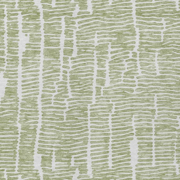 3' X 5' Artichoke Green And Ivory Abstract Washable Indoor Outdoor Area Rug