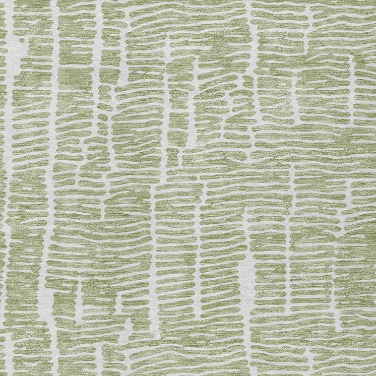 5' X 8' Artichoke Green And Ivory Abstract Washable Indoor Outdoor Area Rug