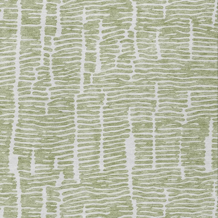 8' X 10' Artichoke Green And Ivory Abstract Washable Indoor Outdoor Area Rug