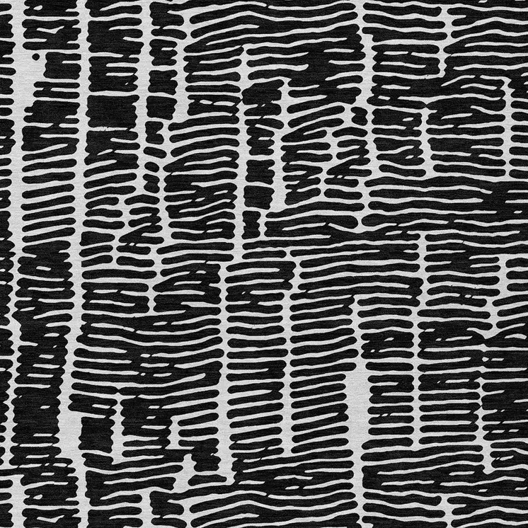 10' X 14' Black And Ivory Abstract Washable Indoor Outdoor Area Rug