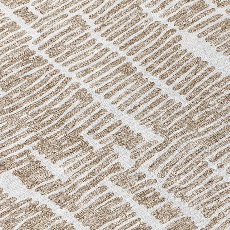 8' Brown And Ivory Round Abstract Washable Indoor Outdoor Area Rug