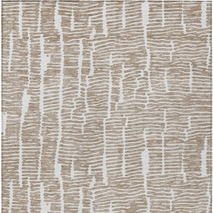 8' X 10' Brown And Ivory Abstract Washable Indoor Outdoor Area Rug