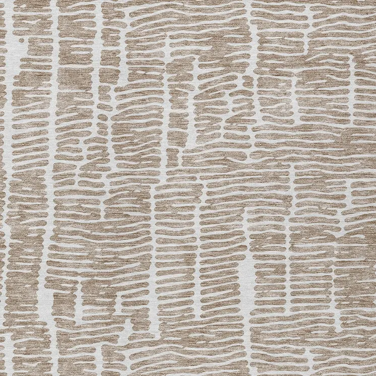 8' X 10' Brown And Ivory Abstract Washable Indoor Outdoor Area Rug
