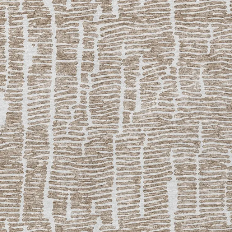 10' X 14' Brown And Ivory Abstract Washable Indoor Outdoor Area Rug