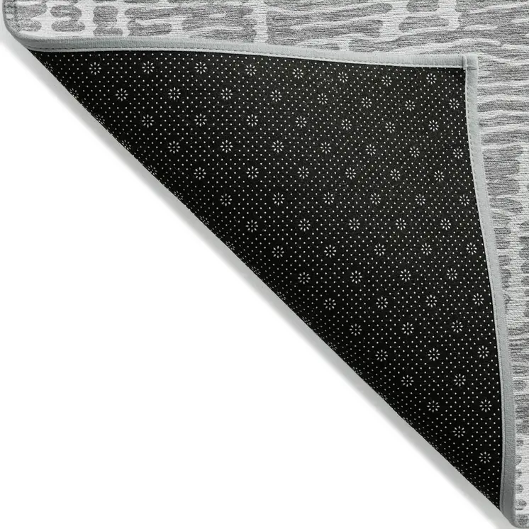 5' X 8' Gray And Ivory Abstract Washable Indoor Outdoor Area Rug