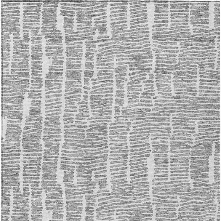 5' X 8' Gray And Ivory Abstract Washable Indoor Outdoor Area Rug