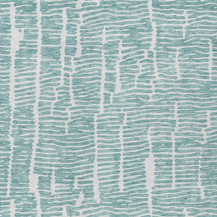 10' X 14' Teal Blue And Ivory Abstract Washable Indoor Outdoor Area Rug