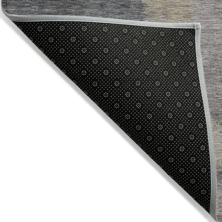 10' X 14' Gray Charcoal And Beige Abstract Washable Indoor Outdoor Area Rug