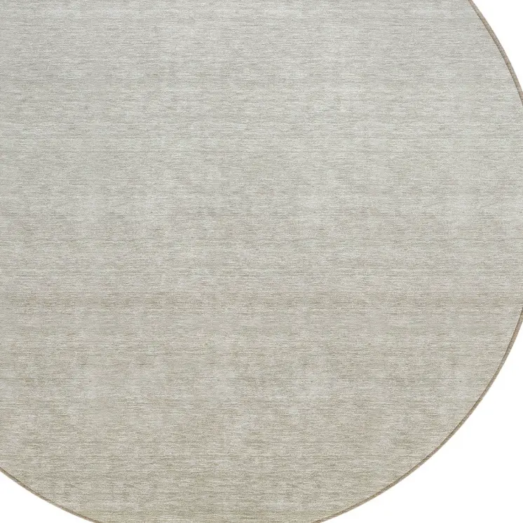 8' Beige Tan And Taupe Round Ombre Washable Indoor Outdoor Area Rug