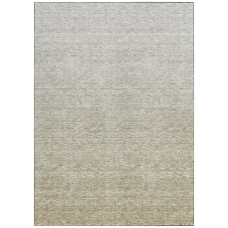 9' X 12' Beige Tan And Taupe Ombre Washable Indoor Outdoor Area Rug