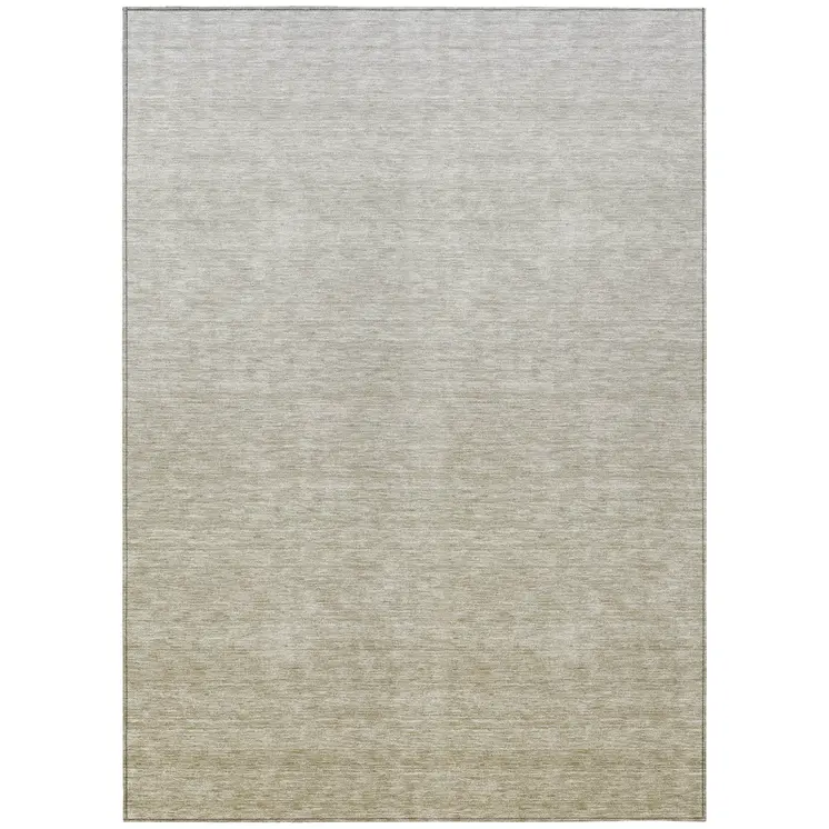 9' X 12' Beige Tan And Taupe Ombre Washable Indoor Outdoor Area Rug