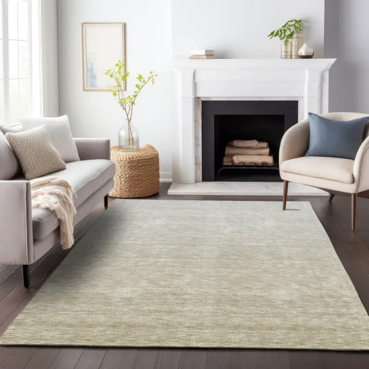 9' X 12' Beige Tan And Taupe Ombre Washable Indoor Outdoor Area Rug