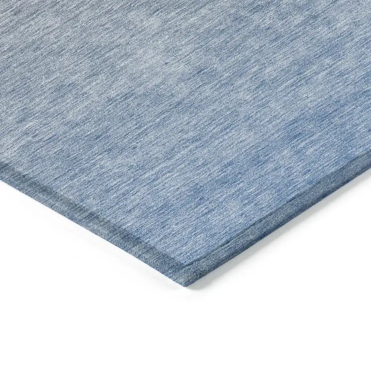 10' X 14' Denim Blue And Gray Ombre Washable Indoor Outdoor Area Rug