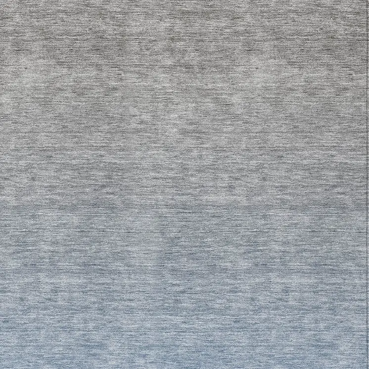 10' X 14' Denim Blue And Gray Ombre Washable Indoor Outdoor Area Rug