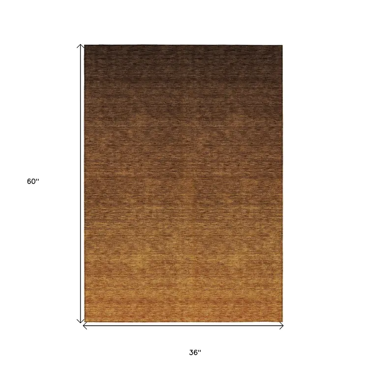 3' X 5' Chocolate And Brown Ombre Washable Indoor Outdoor Area Rug