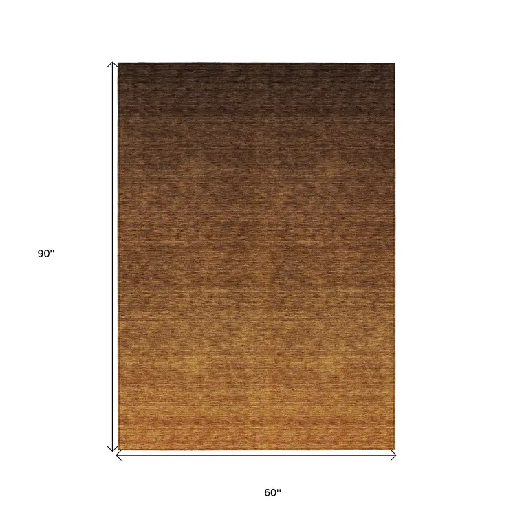 5' X 8' Chocolate And Brown Ombre Washable Indoor Outdoor Area Rug