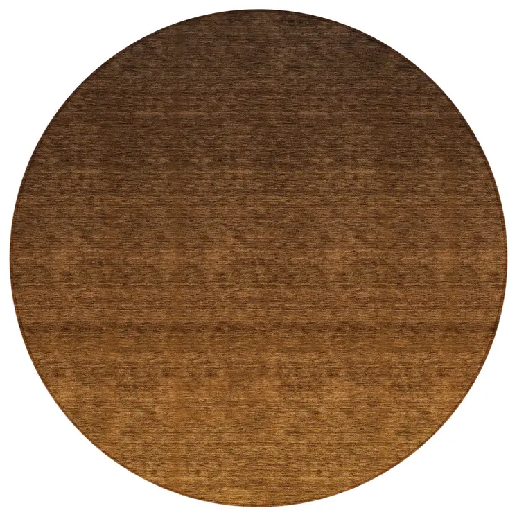 8' Chocolate And Brown Round Ombre Washable Indoor Outdoor Area Rug