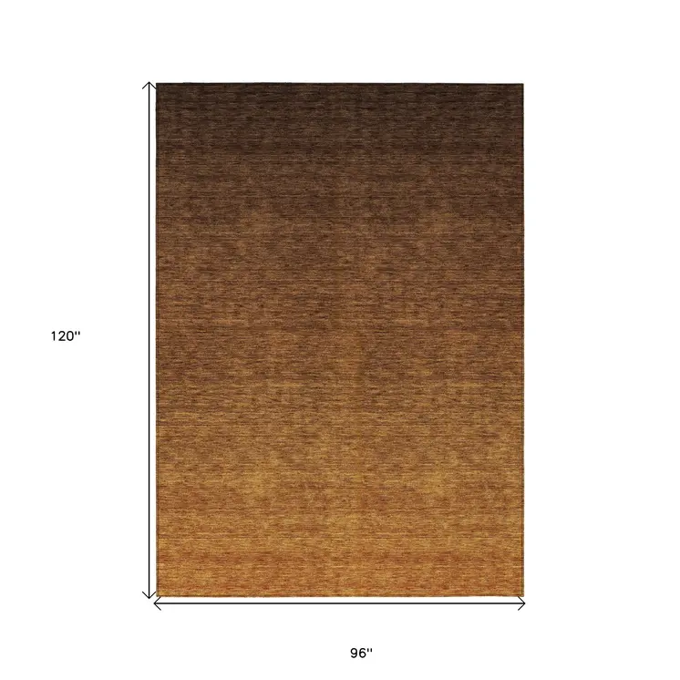 8' X 10' Chocolate And Brown Ombre Washable Indoor Outdoor Area Rug