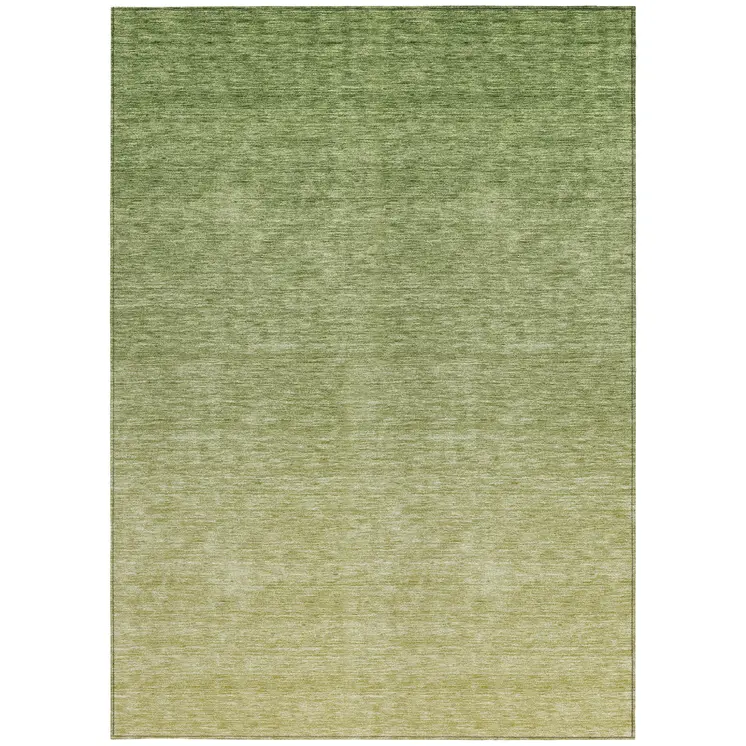 5' X 8' Artichoke Green And Fern Green Ombre Washable Indoor Outdoor Area Rug
