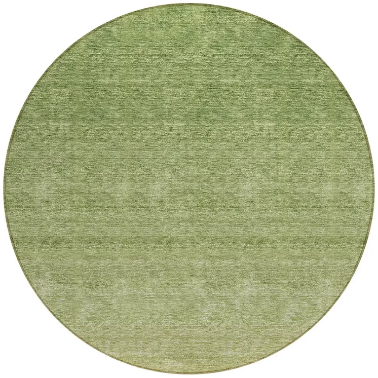 8' Artichoke Green And Fern Green Round Ombre Washable Indoor Outdoor Area Rug