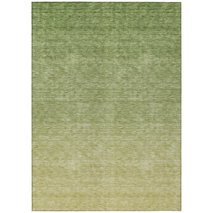 10' X 14' Artichoke Green And Fern Green Ombre Washable Indoor Outdoor Area Rug