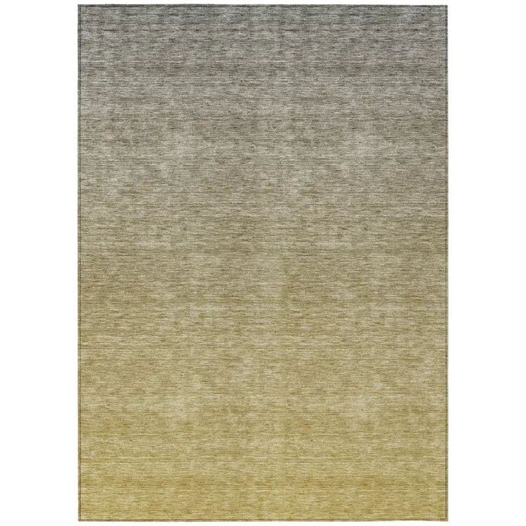3' X 5' Gold Beige And Taupe Ombre Washable Indoor Outdoor Area Rug
