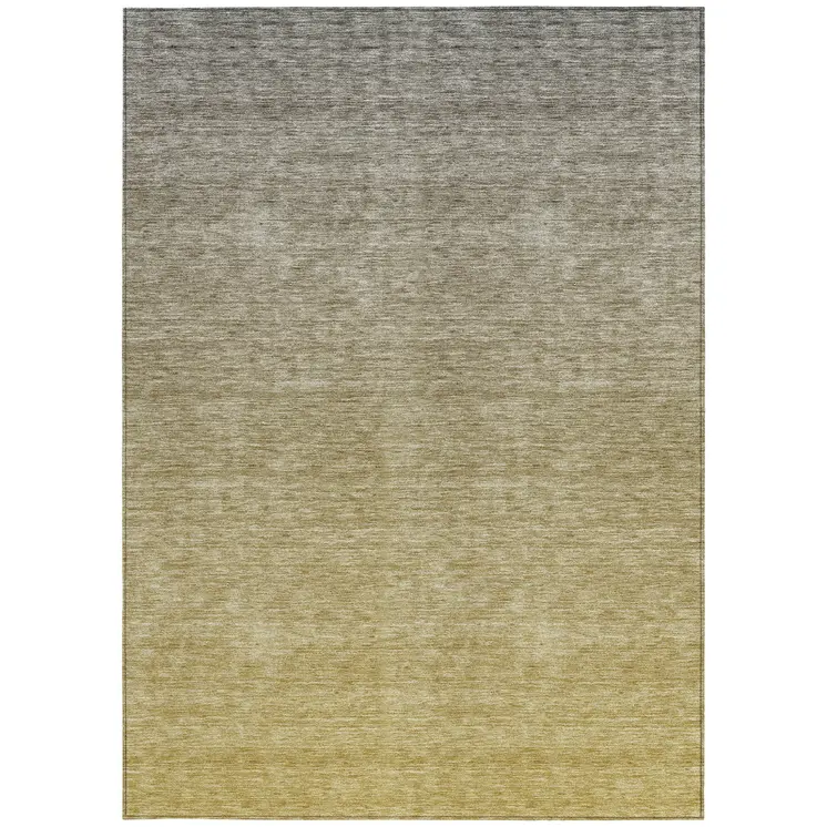 8' X 10' Gold Beige And Taupe Ombre Washable Indoor Outdoor Area Rug