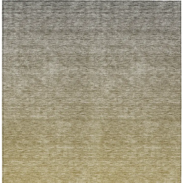 10' X 14' Gold Beige And Taupe Ombre Washable Indoor Outdoor Area Rug
