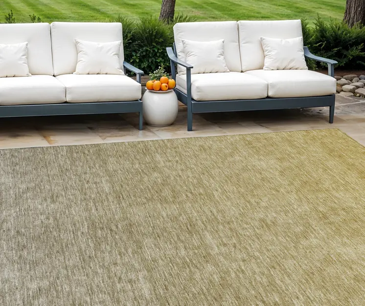 10' X 14' Gold Beige And Taupe Ombre Washable Indoor Outdoor Area Rug