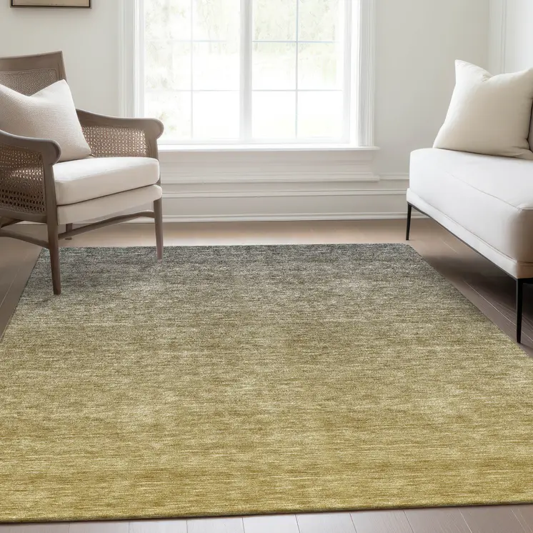 10' X 14' Gold Beige And Taupe Ombre Washable Indoor Outdoor Area Rug
