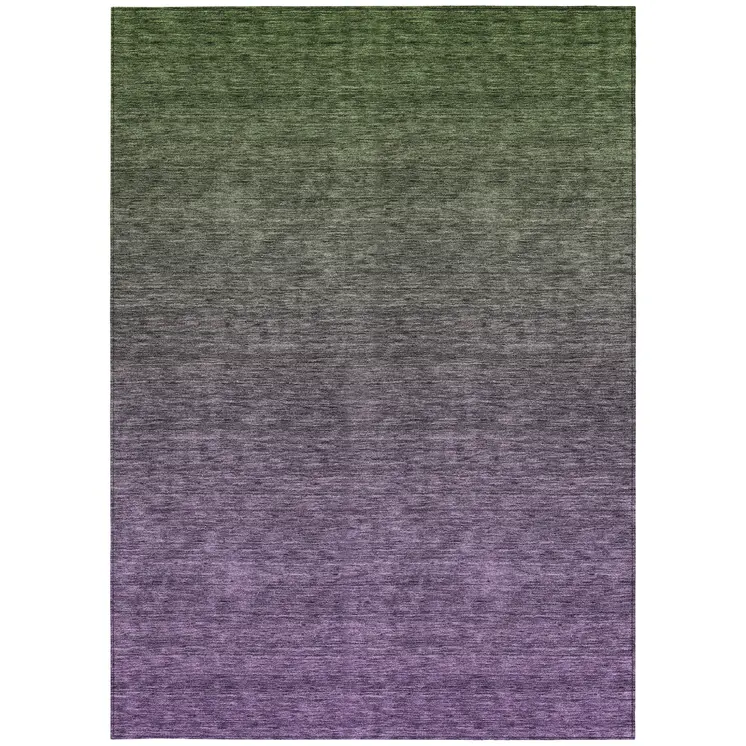 5' X 8' Purple Charcoal And Green Ombre Washable Indoor Outdoor Area Rug