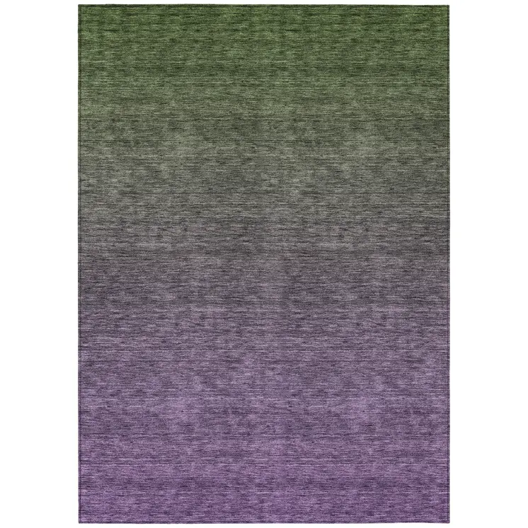 9' X 12' Purple Charcoal And Green Ombre Washable Indoor Outdoor Area Rug