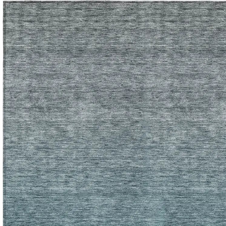 8' X 10' Teal Blue Gray And Charcoal Ombre Washable Indoor Outdoor Area Rug