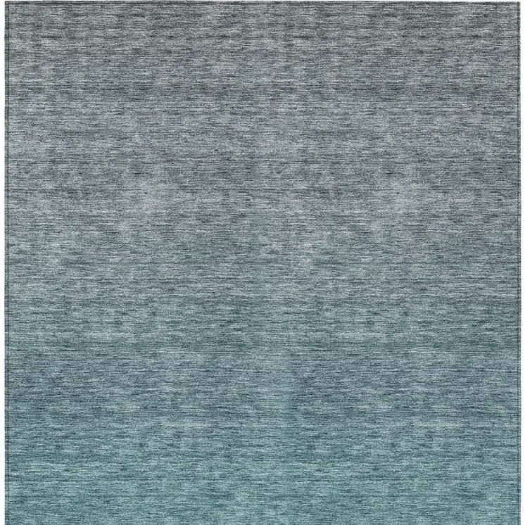 9' X 12' Teal Blue Gray And Charcoal Ombre Washable Indoor Outdoor Area Rug
