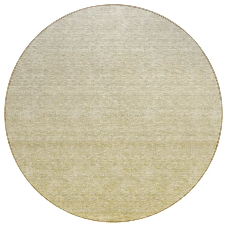 8' Wheat Gold And Tan Round Ombre Washable Indoor Outdoor Area Rug