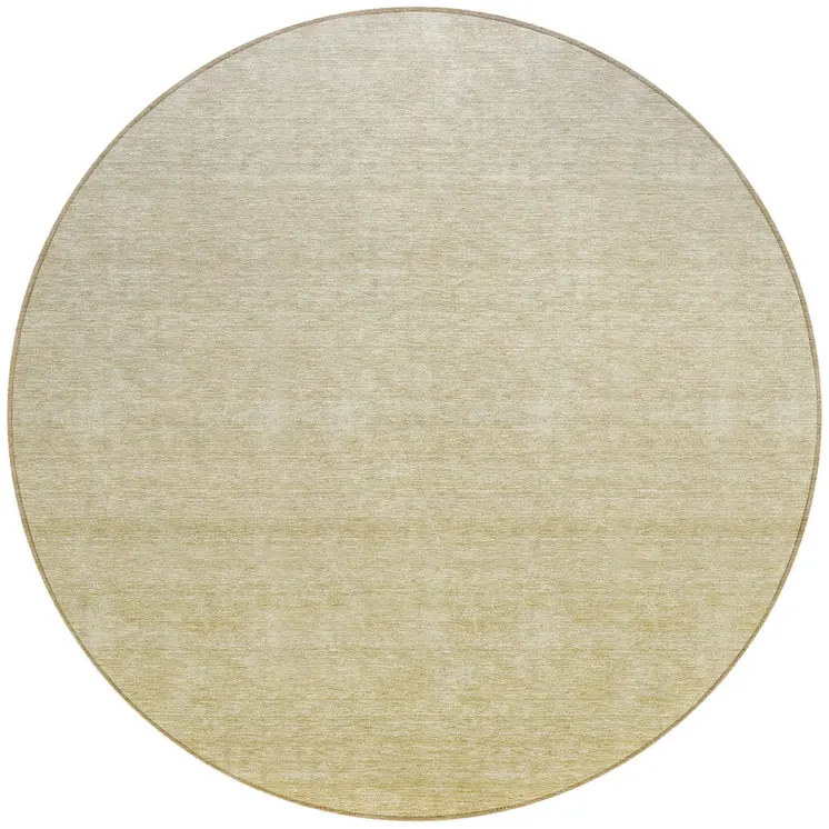 8' Wheat Gold And Tan Round Ombre Washable Indoor Outdoor Area Rug