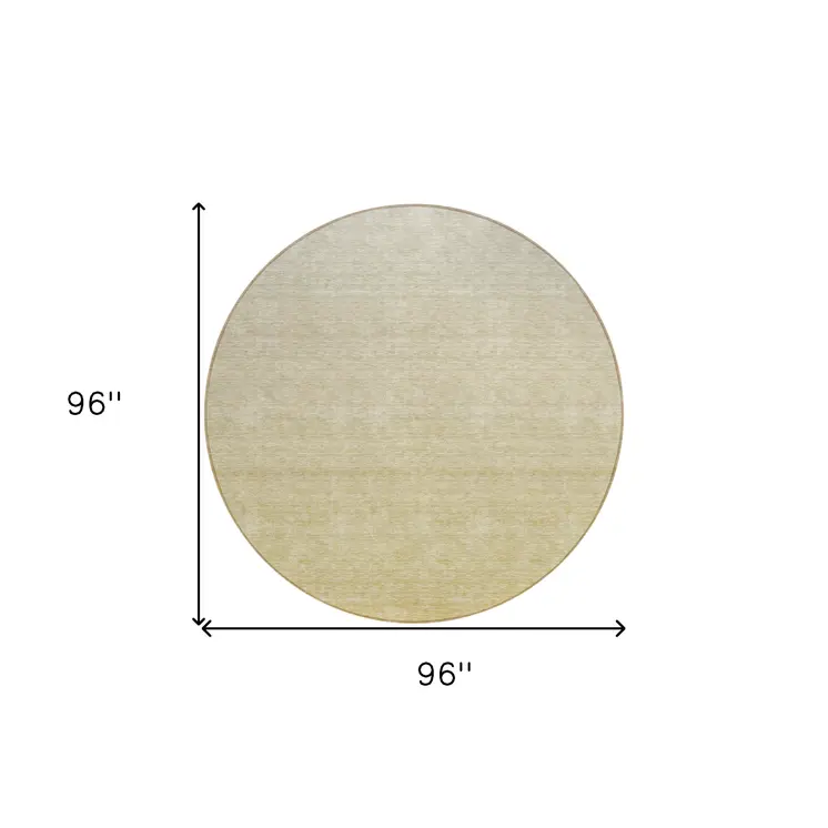 8' Wheat Gold And Tan Round Ombre Washable Indoor Outdoor Area Rug