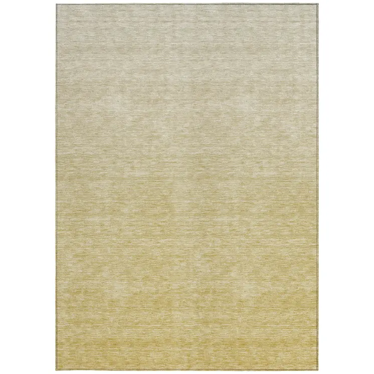 10' X 14' Wheat Gold And Tan Ombre Washable Indoor Outdoor Area Rug