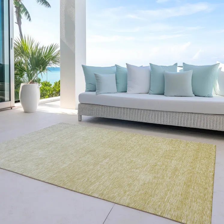 10' X 14' Wheat Gold And Tan Ombre Washable Indoor Outdoor Area Rug
