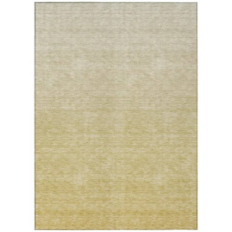 10' X 14' Wheat Gold And Tan Ombre Washable Indoor Outdoor Area Rug