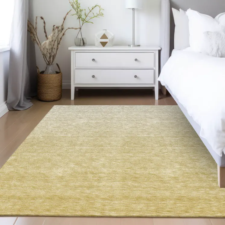 10' X 14' Wheat Gold And Tan Ombre Washable Indoor Outdoor Area Rug