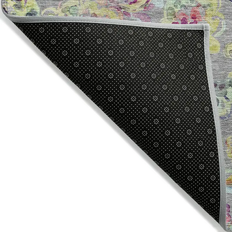 10' X 14' Gray Fern Green And Artichoke Green Paisley Washable Indoor Outdoor Area Rug