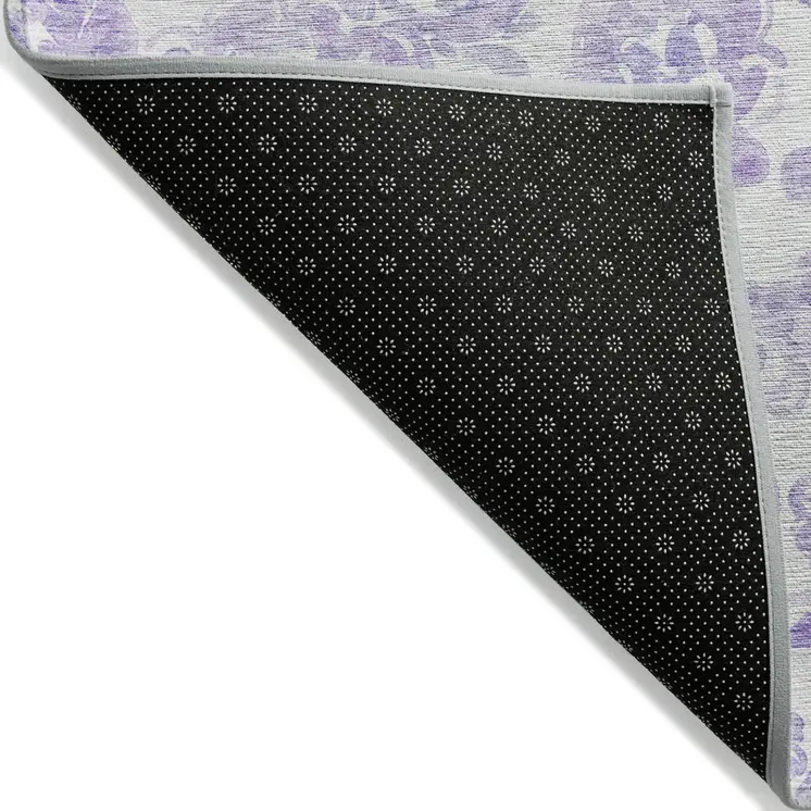 9' X 12' Lavender Ivory And Purple Paisley Washable Indoor Outdoor Area Rug
