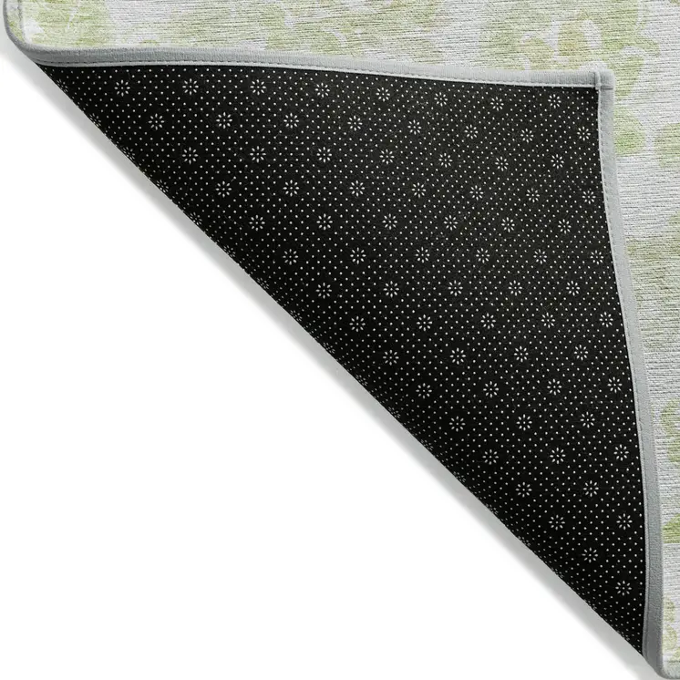 10' X 14' Sage Green And Ivory Paisley Washable Indoor Outdoor Area Rug