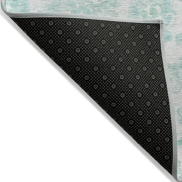 9' X 12' Turquoise And Ivory Paisley Washable Indoor Outdoor Area Rug