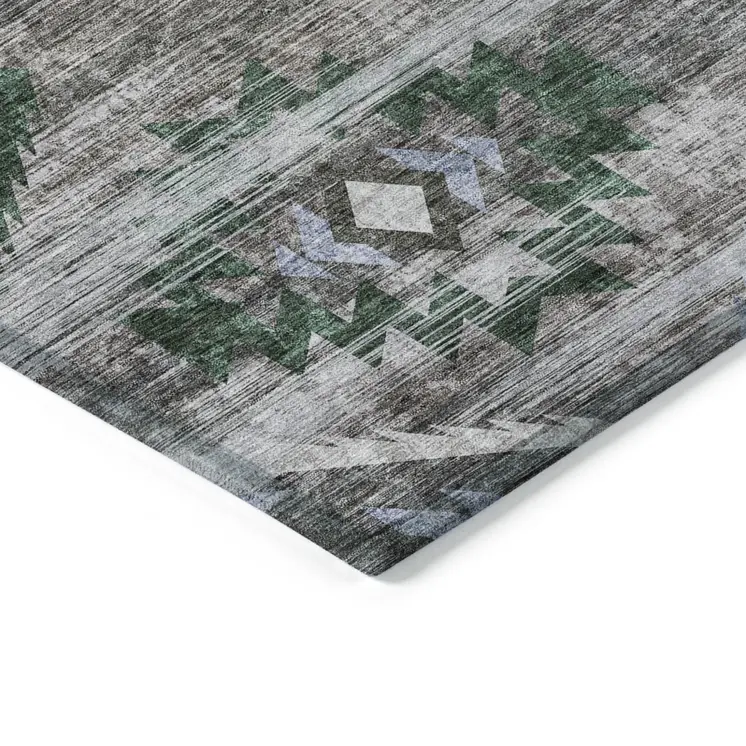 3' X 5' Brown Beige And Blue Southwestern Washable Indoor Outdoor Area Rug