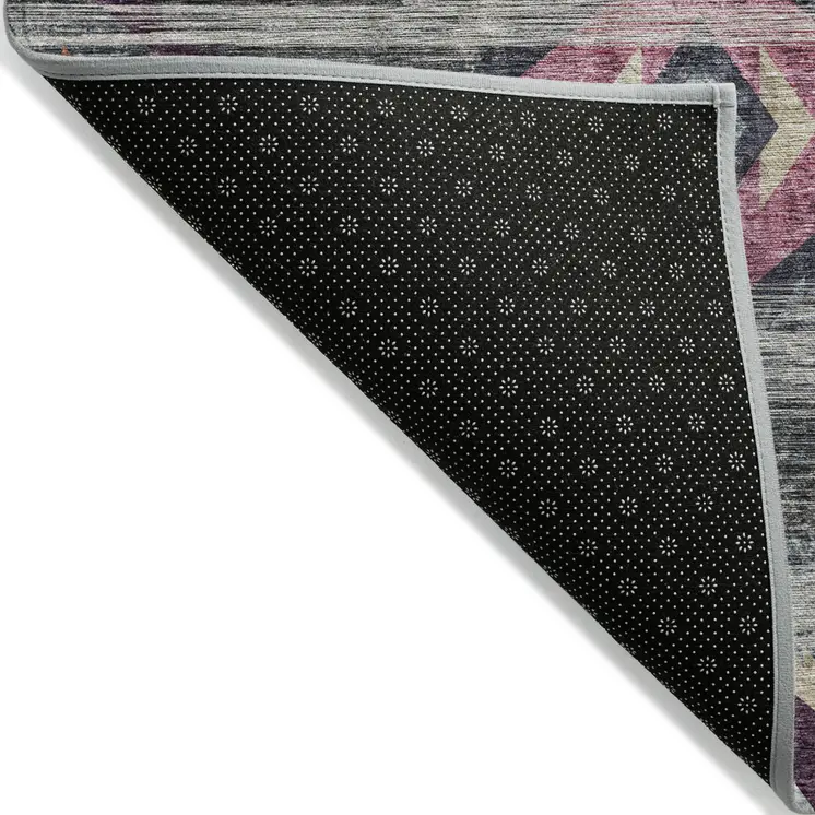 5' X 8' Gray Charcoal And Silver Southwestern Washable Indoor Outdoor Area Rug