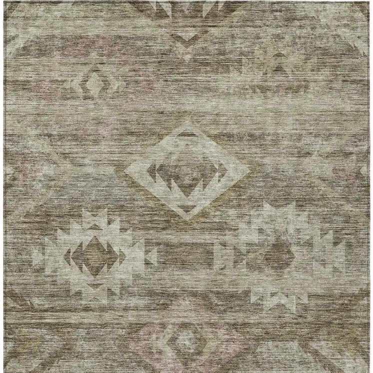 8' X 10' Brown Beige And Tan Southwestern Washable Indoor Outdoor Area Rug