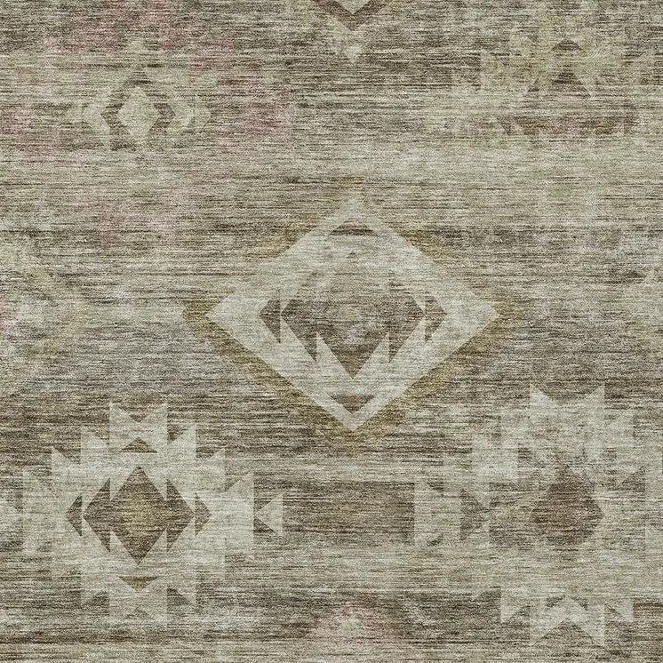 9' X 12' Brown Beige And Tan Southwestern Washable Indoor Outdoor Area Rug