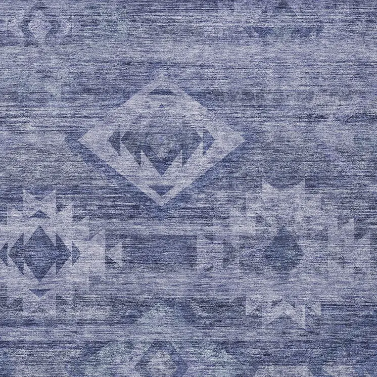 8' X 10' Navy Blue And Denim Blue Southwestern Washable Indoor Outdoor Area Rug